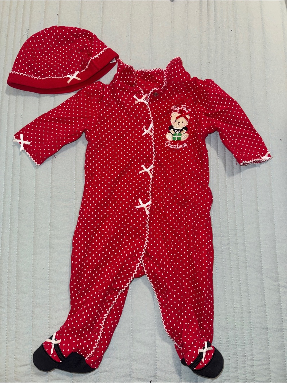 My First Christmas Pajamas with Adorable Details and Matching Hat